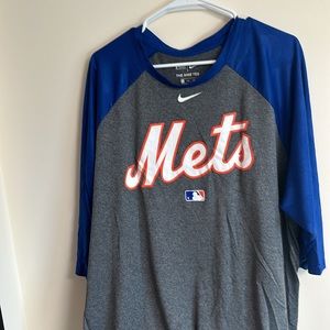 3XL 3/4 Sleeve Nike T-Shirt MLB Authentic NY Mets Dri-Fit T-Shirt.